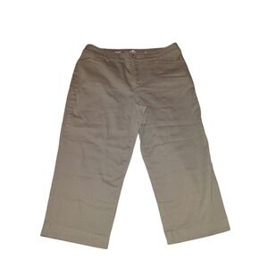 St. Johns Bay Womens Olive Green Capri Pants Size 12 Cropped Chino Trousers